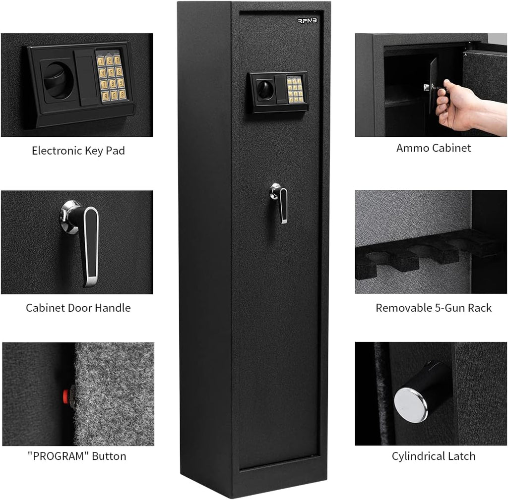 RPNB Rifle Safe, Electronic Gun Security Cabinet, Quick Access 5-Gun B126653
