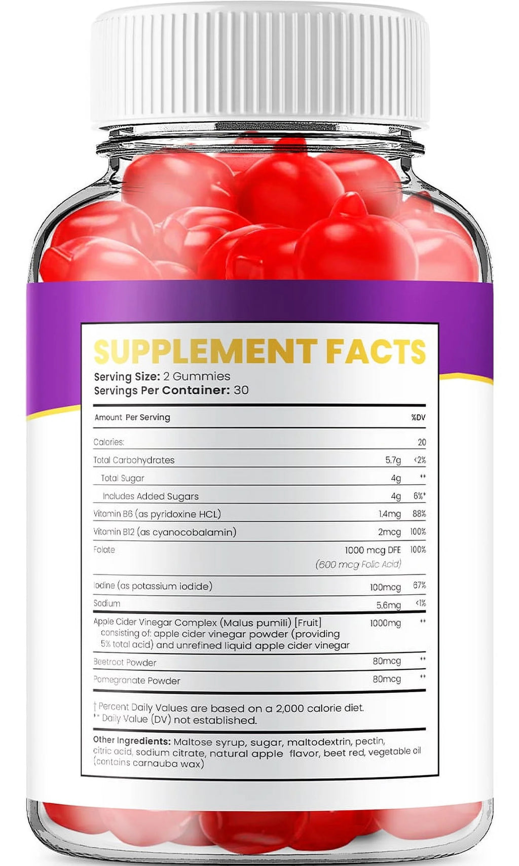 Fit Flex Keto ACV Gummies 5 Pack - Apple Cider Vinegar Dietary Supplement with B12 Beet Root E46373