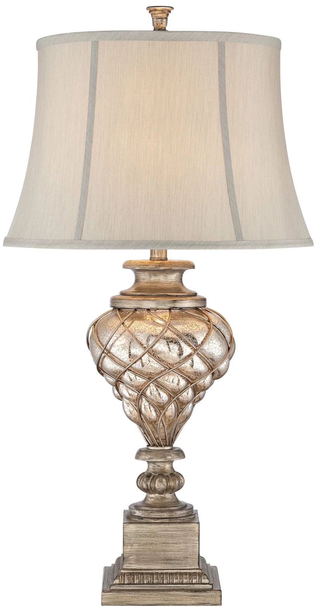 Barnes and Ivy Luke 33 3/4" Tall Traditional End Table Lamps Set of 2, Gold Silver Finish N5546