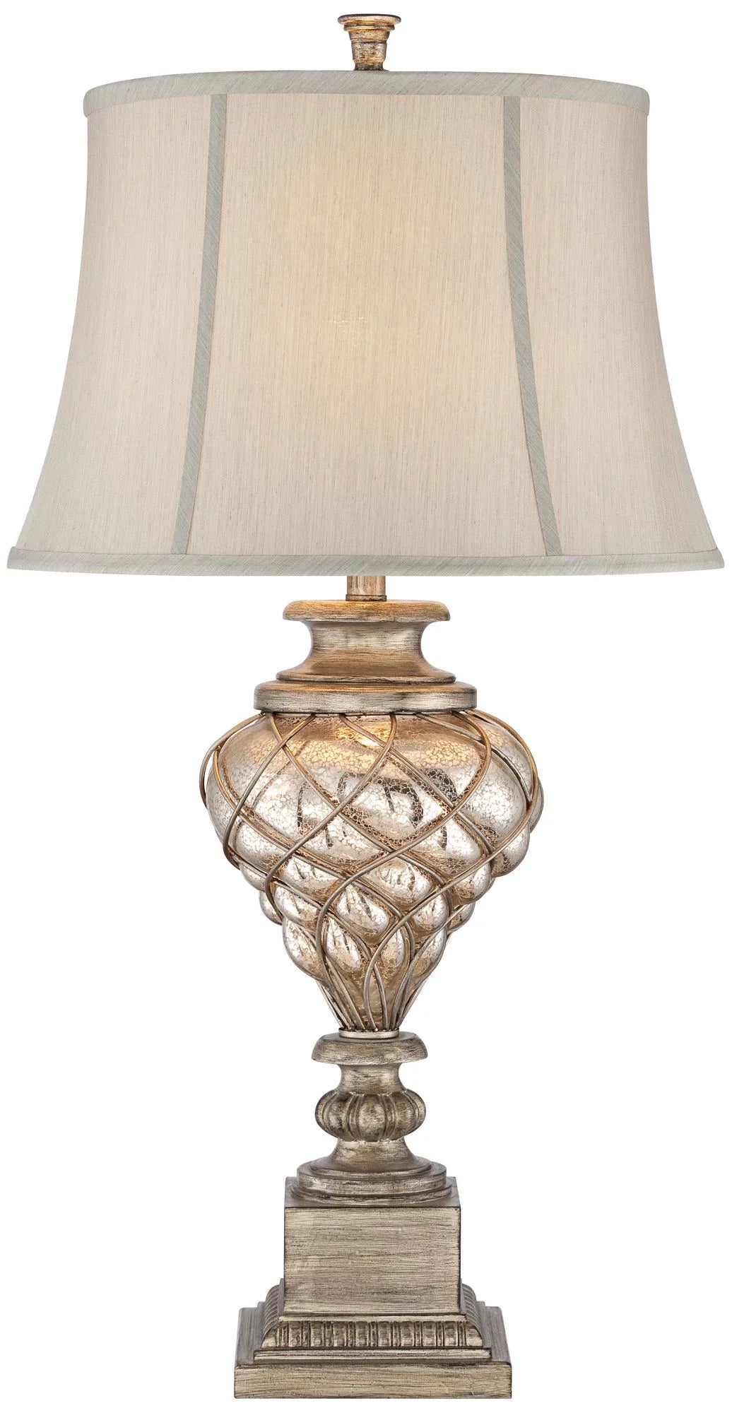 Barnes and Ivy Luke 33 3/4" Tall Traditional End Table Lamps Set of 2, Gold Silver Finish N5546