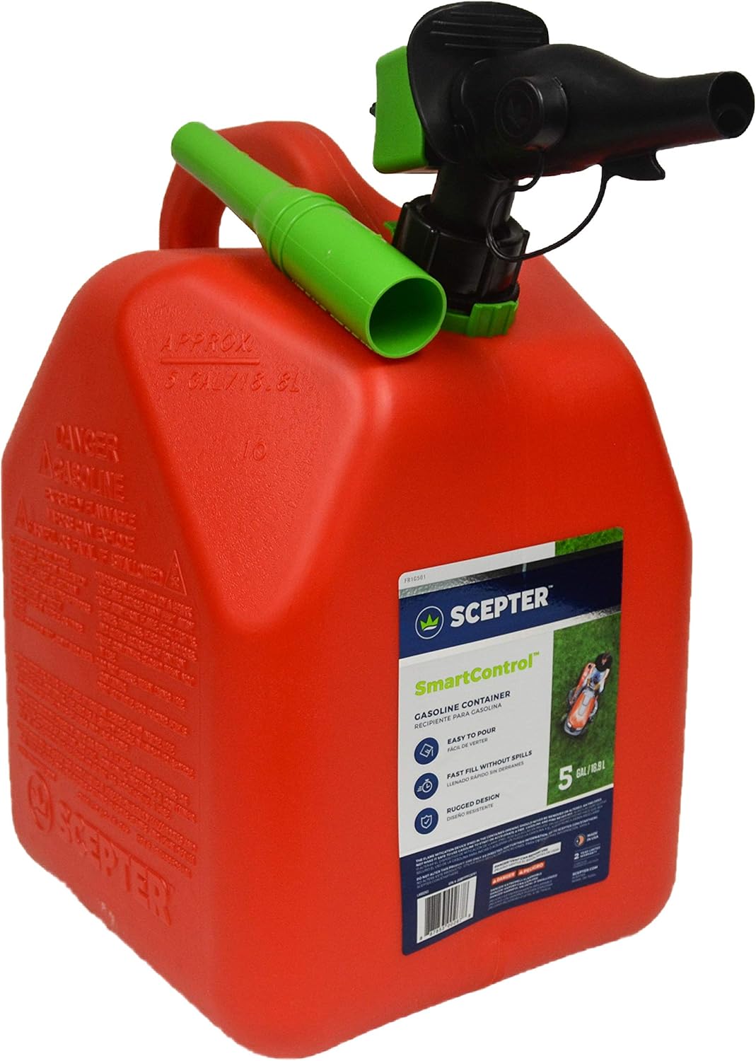 Scepter FSCG552 Fuel Container with Spill Proof SmartControl Spout, Red Gas Can, 5 Gallon