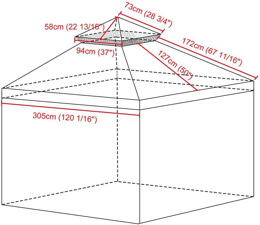 Yescom 10x10 Gazebo Top Replacement Mesh Net for 2 Tier Outdoor Canopy White B5680