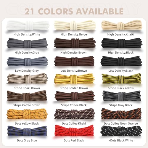 Stepace Round Shoelaces 2 Pairs Heavy Duty Boot Laces G39505