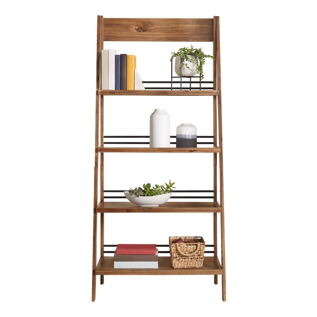 Lavish Home 4-Tier Tall Ladder Bookshelf Walnut U682474