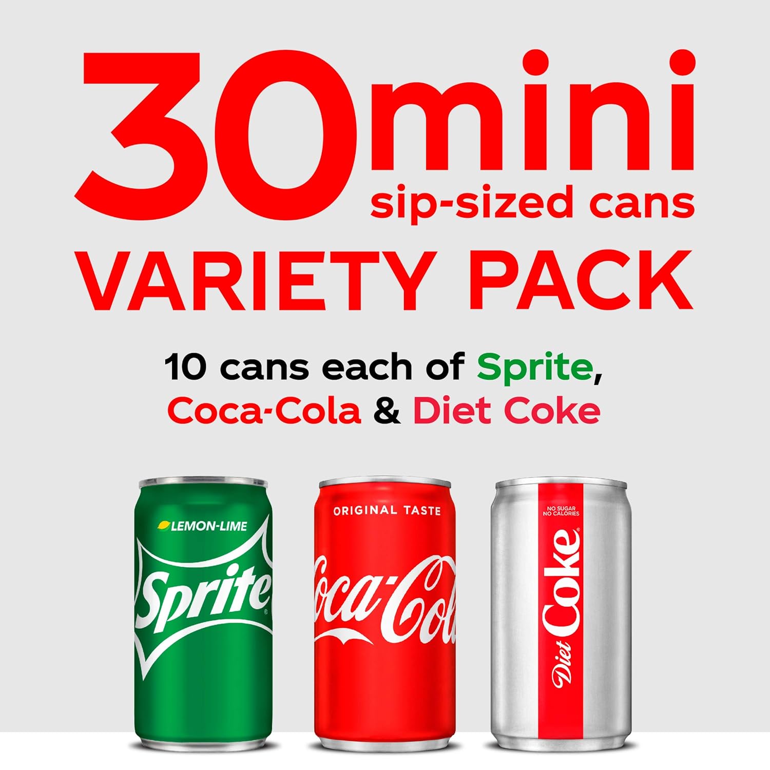 Coca-Cola Mini Can Variety Pack, 7.5 Fl Oz, Pack of 30 K3048