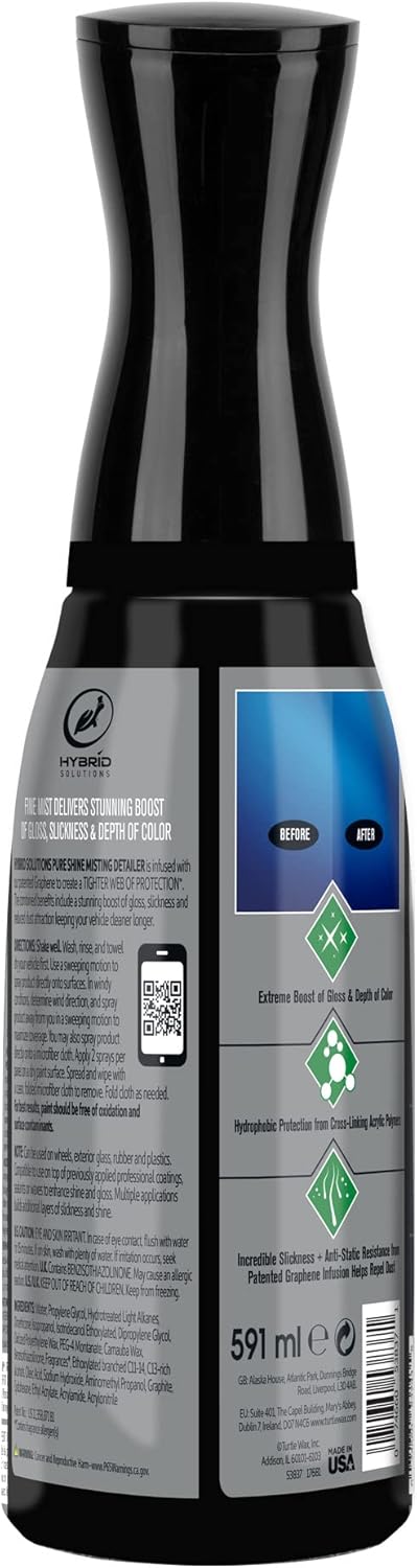 Turtle Wax Hybrid Solutions Pure Shine Detailer Misting Spray, Graphene Infused, 20 oz E252170