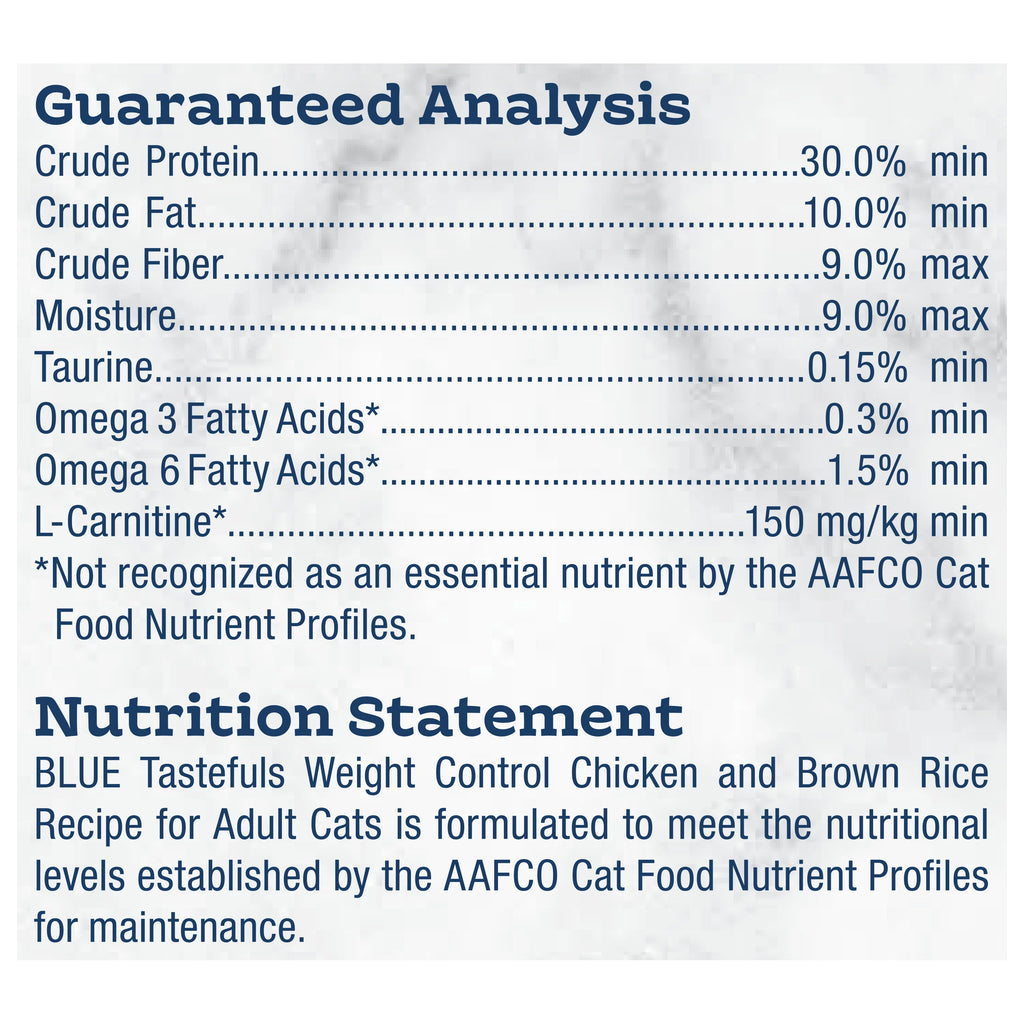 Blue Buffalo Tastefuls Weight Control Adult Dry Cat Food, Chicken 3lb B9126