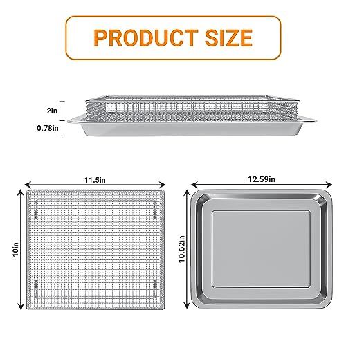 Stainless Steel Baking Tray Pan and Air Fryer Basket for Cuisinart TOA-060 TOA-065 J745
