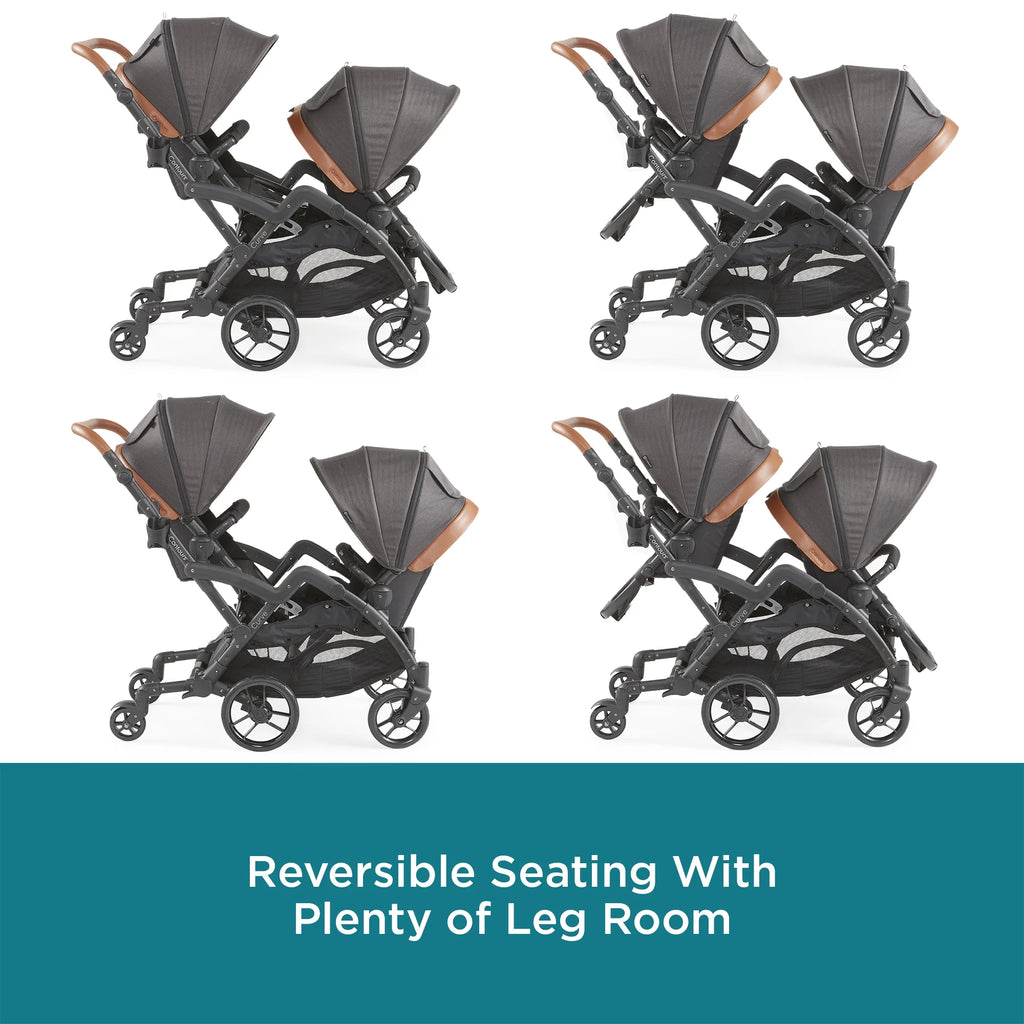 Contours Curve V2 Double Tandem Stroller, Black Herringbone B188895