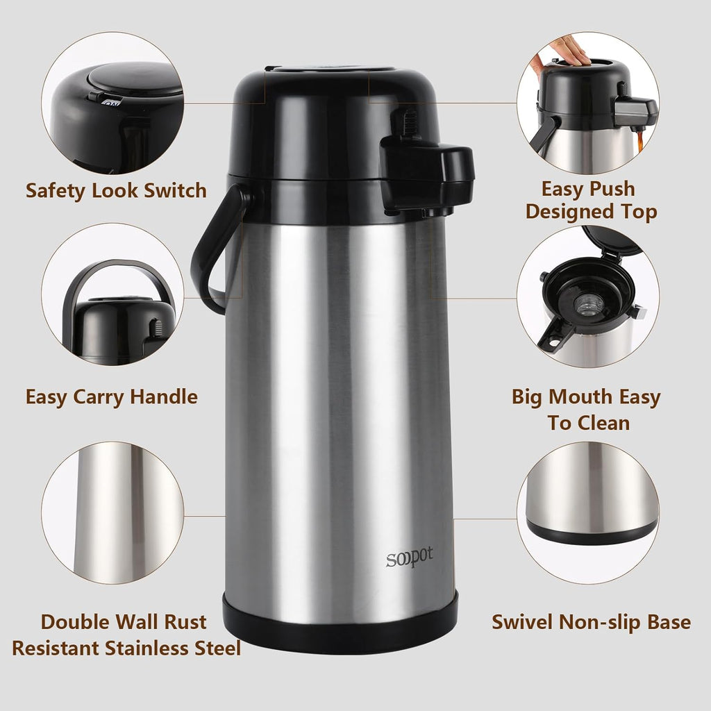 102oz Stainless Steel Airpot Coffee Dispenser with Pump J370