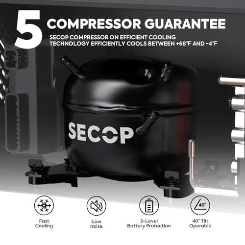 ICECO APL55 58Qt Dual Zone Portable Freezer with SECOP Compressor, APP Control, Silver with AC Cable J884
