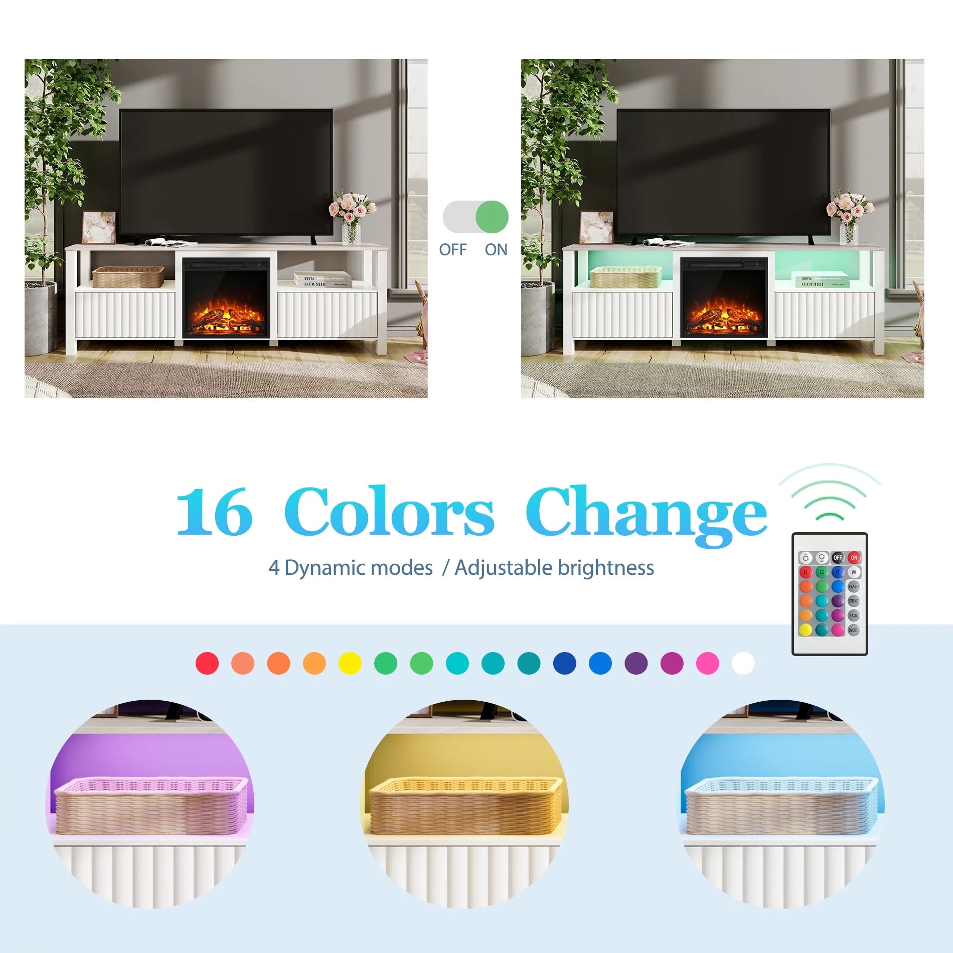 White Fireplace TV Stand for TVs up to 80 Inch Z2999