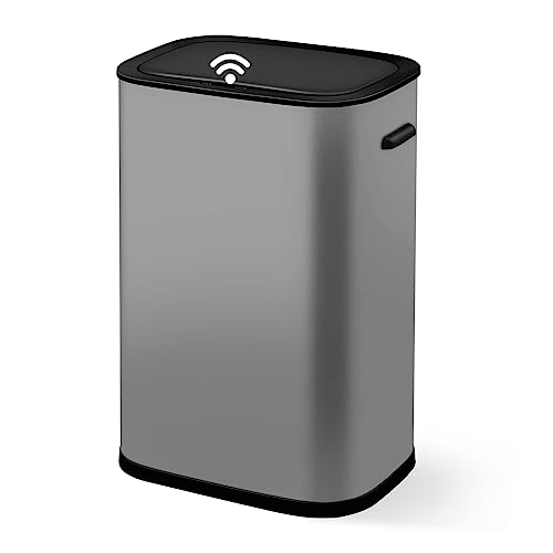 60L Dual Trash Can and Recycling Bin, Stainless Steel, Open Top O1697