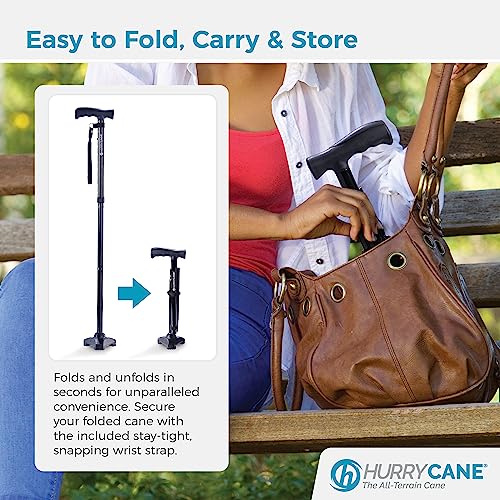 HurryCane Freedom Edition Foldable Walking Cane with T Handle A24452