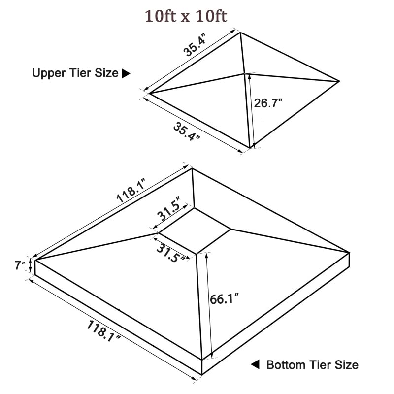 Gazebo Replacement Top 10x10 FT, 2 Tier Canopy Cover with Air Vent, Beige N878