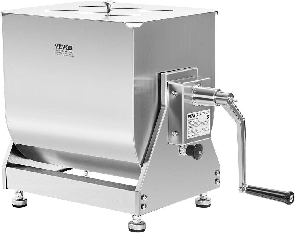 VEVOR Manual Meat Mixer, 30 lb Capacity, Stainless Steel Tilt Tank U2154
