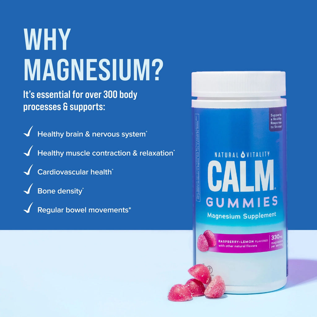 Natural Vitality Calm Magnesium Gummies, Raspberry Lemon, 120 Count Y133