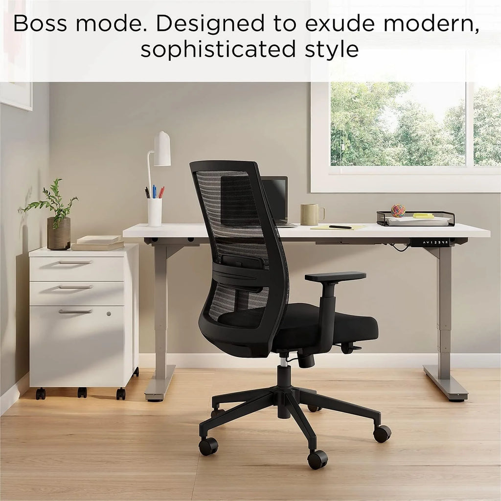 Prestige Marrett Fabric/Mesh Swivel Task Chair, Black, 2/Pack F706702
