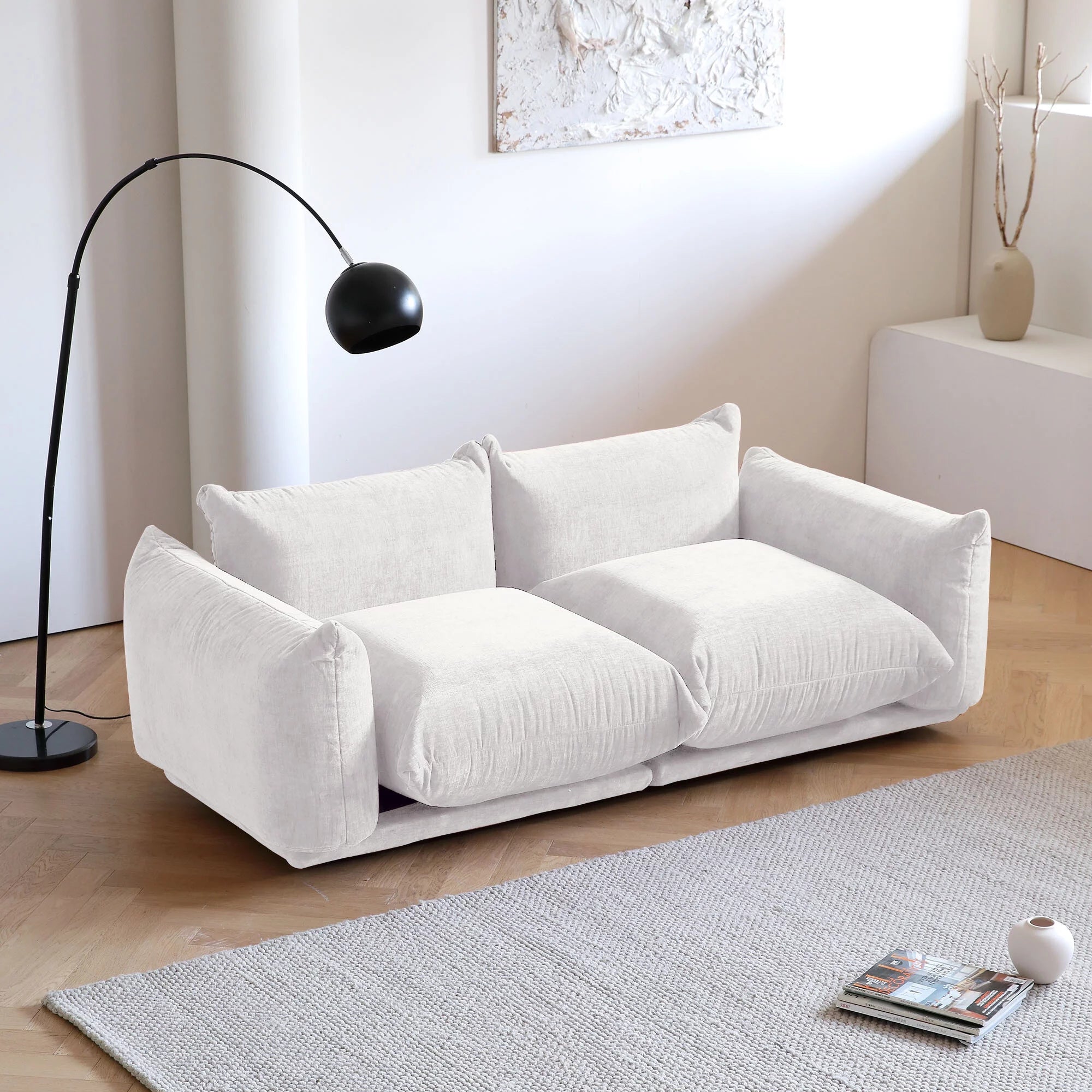 Magic Home Convertible Modular Sectional Sofa Chenille Couch Beige O56890