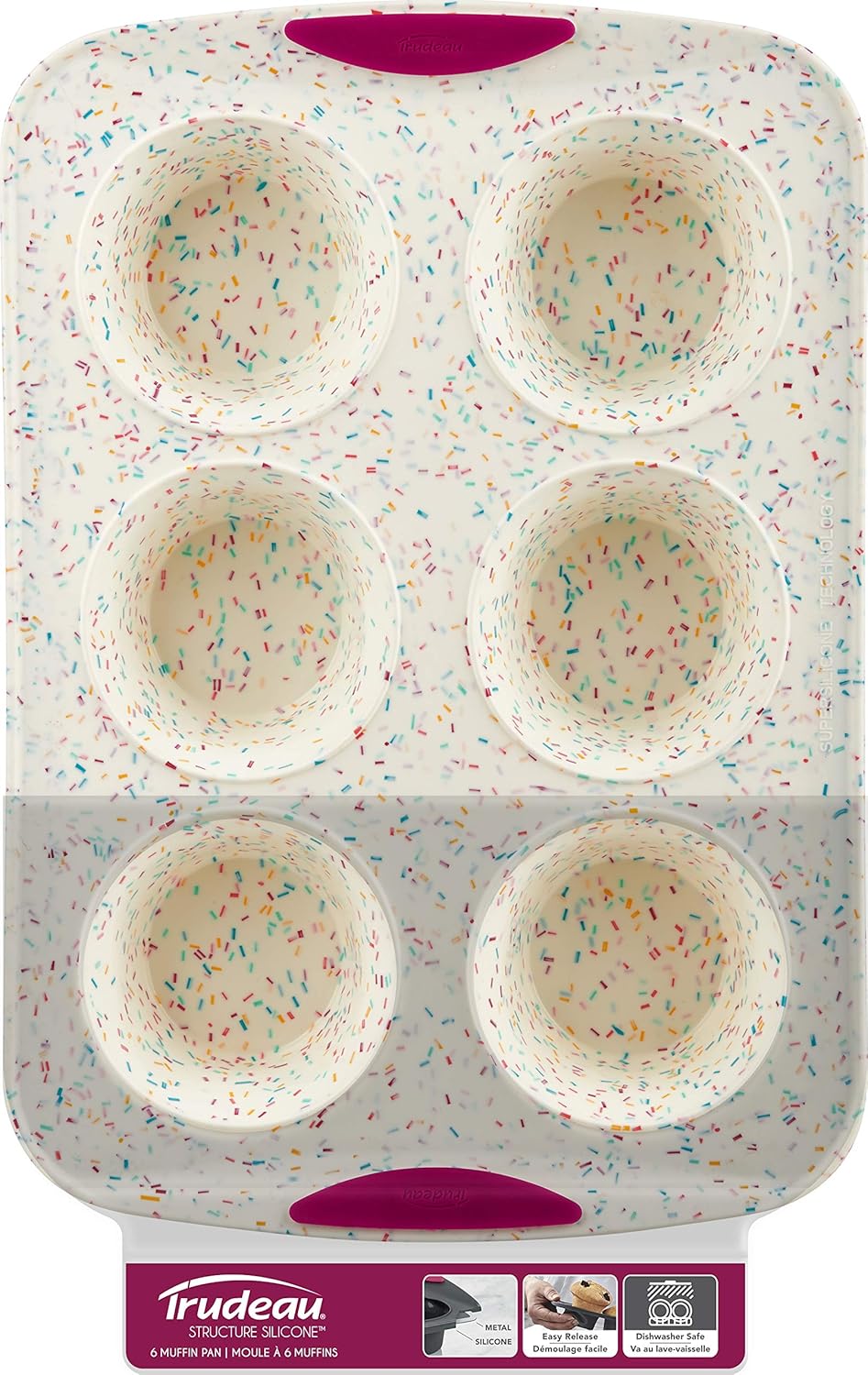 Trudeau Structure White Confetti Reinforced 6 Cup Jumbo Muffin Pan U3477