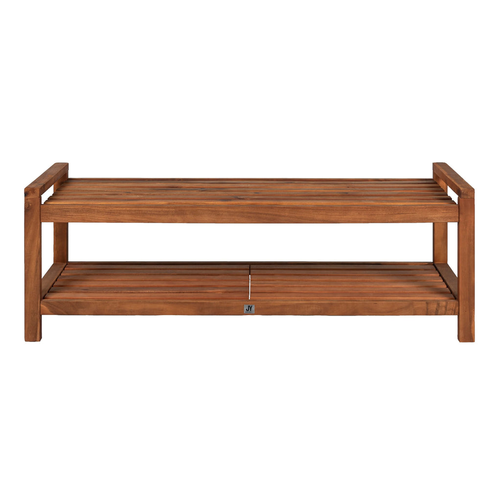 JONATHAN Y Lutyens 50.8" 3-Seat Acacia Wood Outdoor Patio Bench, Teak C32069