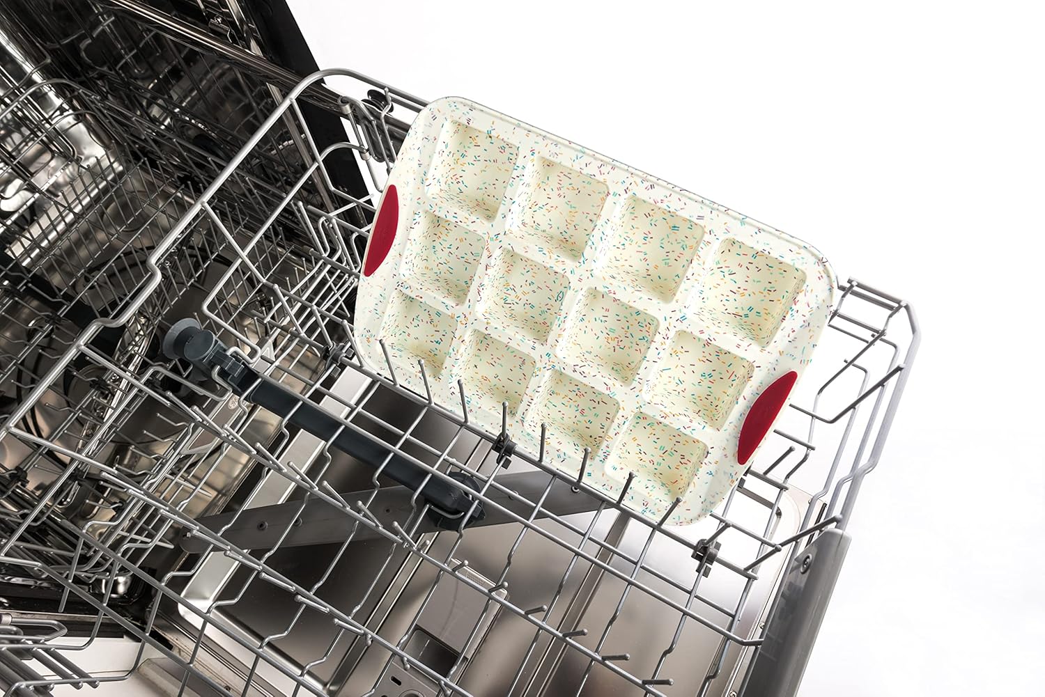 Trudeau Brownie Pan, 12 Cavity, White Confetti/Fuchsia V614267
