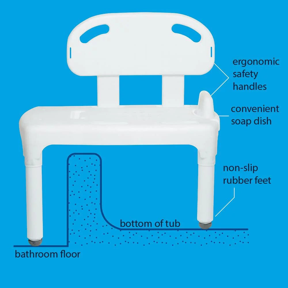Carex Universal Tub Transfer Bench, Height Adjustable, 400 lbs Y846