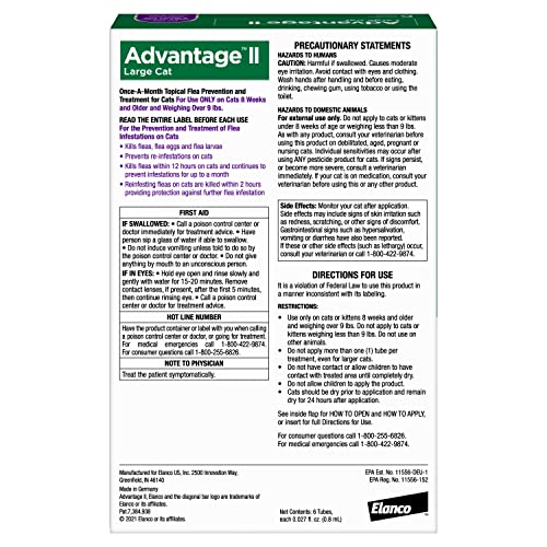 Advantage II Large Cat Vet-Recommended Flea Treatment & Prevention, 12-Month Supply H458