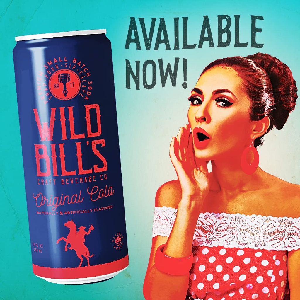 Wild Bill's Original Cola Soda Classic Craft Soda Pop, Pure Cane Sugar, Caffeine Free, 12 Oz 12 Pack N69820
