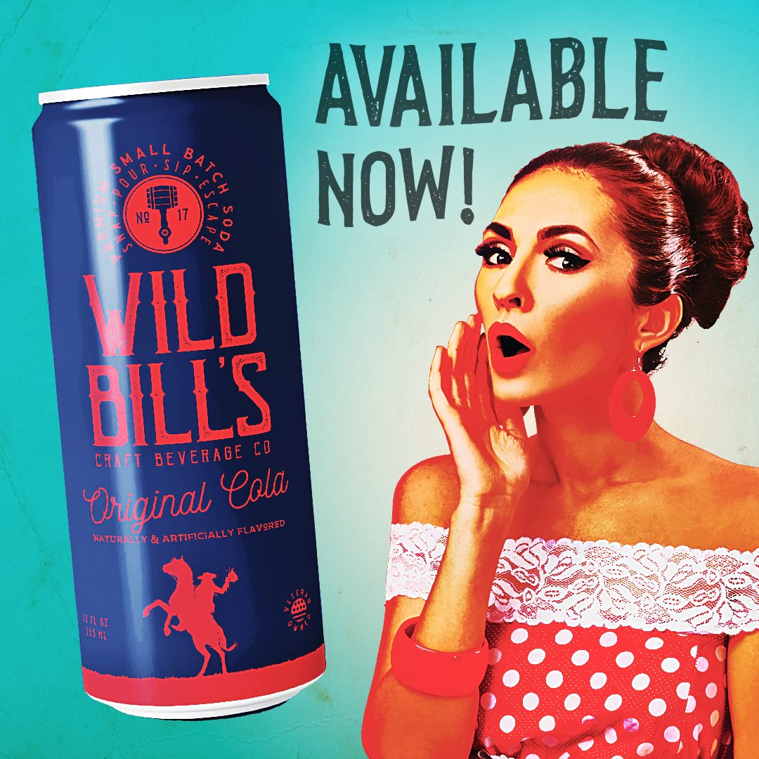 Wild Bill's Original Cola Soda Classic Craft Soda Pop, Pure Cane Sugar, Caffeine Free, 12 Oz 12 Pack N69820