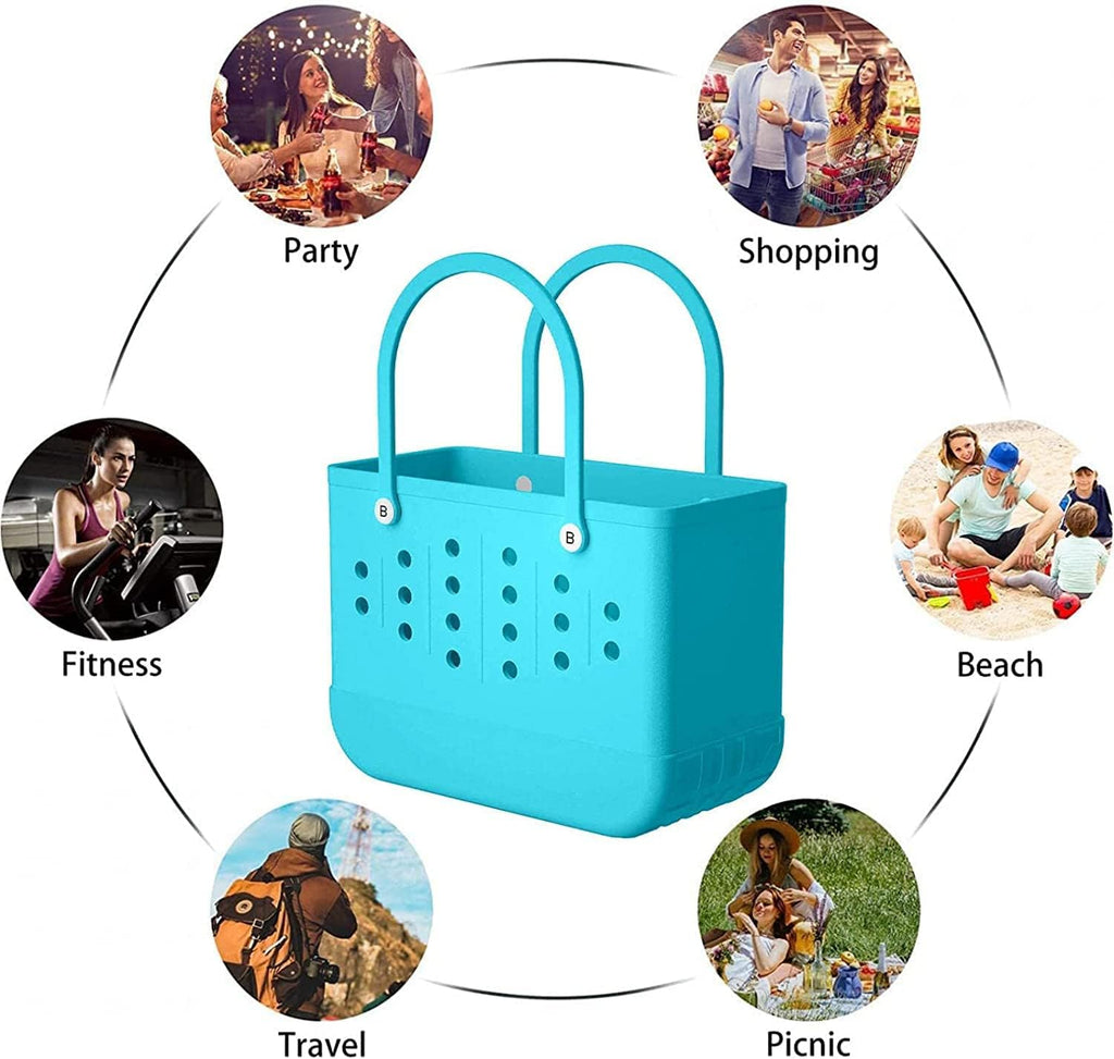 Waterproof EVA Rubber Beach Bag Tote for Travel Gym Outdoor (Lake Green, Medium) X864