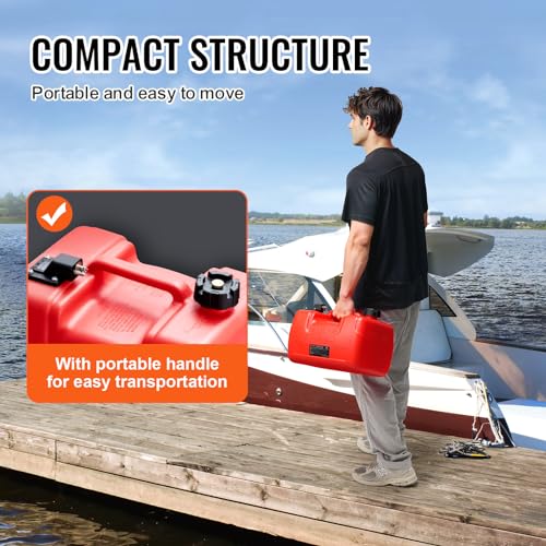 VEVOR Boat Marine Fuel Tank 12 Gallon 55L Portable for Outboard Engine Red K6970