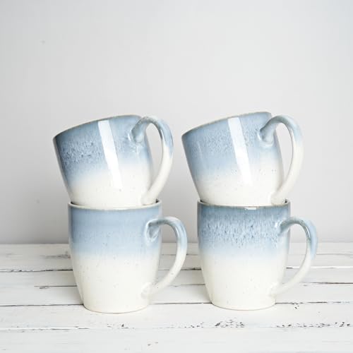 Bosmarlin Ceramic Coffee Mug Set of 4, 17 Oz, Dishwasher and Microwave Safe N129