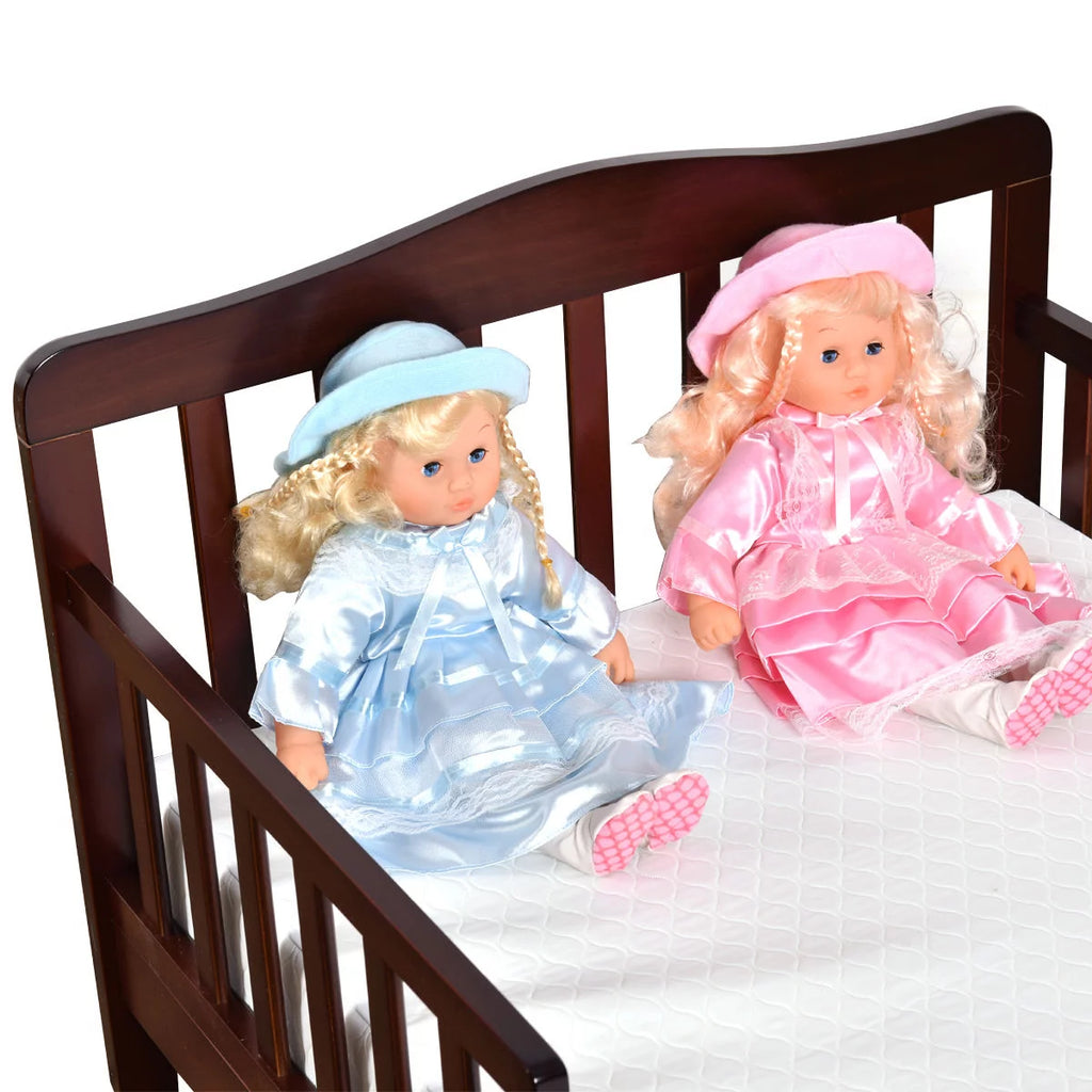 UBesGoo Toddler Wood Bed with Safety Rail Fence, Cherry Z260686