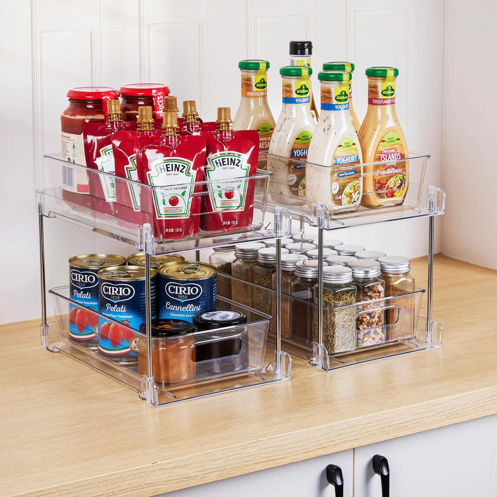 Vtopmart 4-Pack Under Sink Organizer, 2 Tier Pull-Out Storage I852