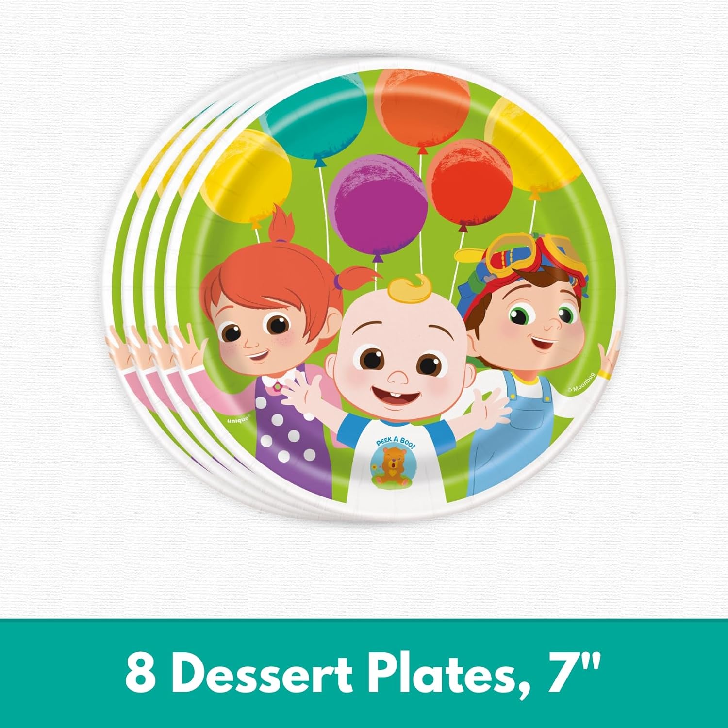 Cocomelon Birthday Party Supplies for 8 Guests - Plates, Napkins, Tablecloth K268