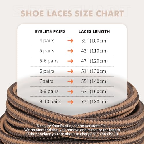 Stepace Round Shoelaces 2 Pairs Heavy Duty Boot Laces G39505