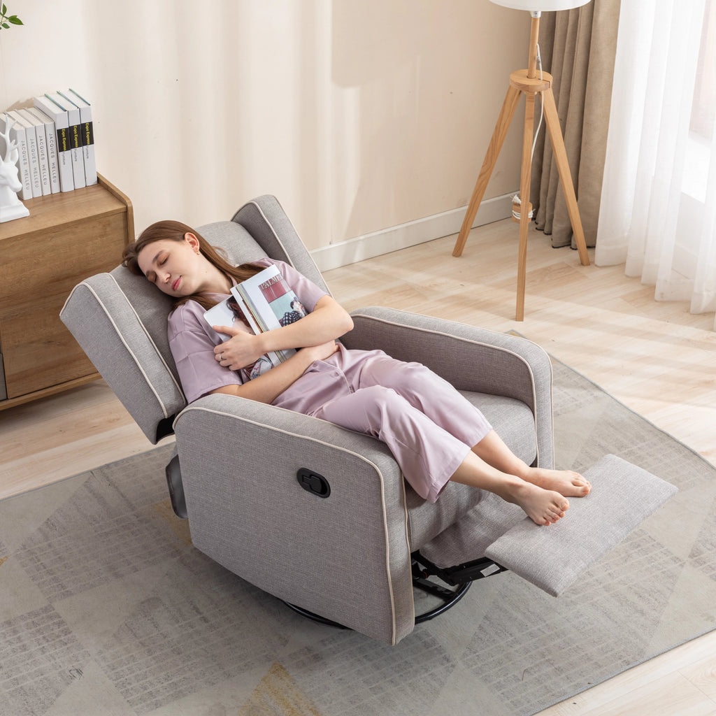 Bonzy Home Swivel Rocker Recliner Chair, Gray R713299