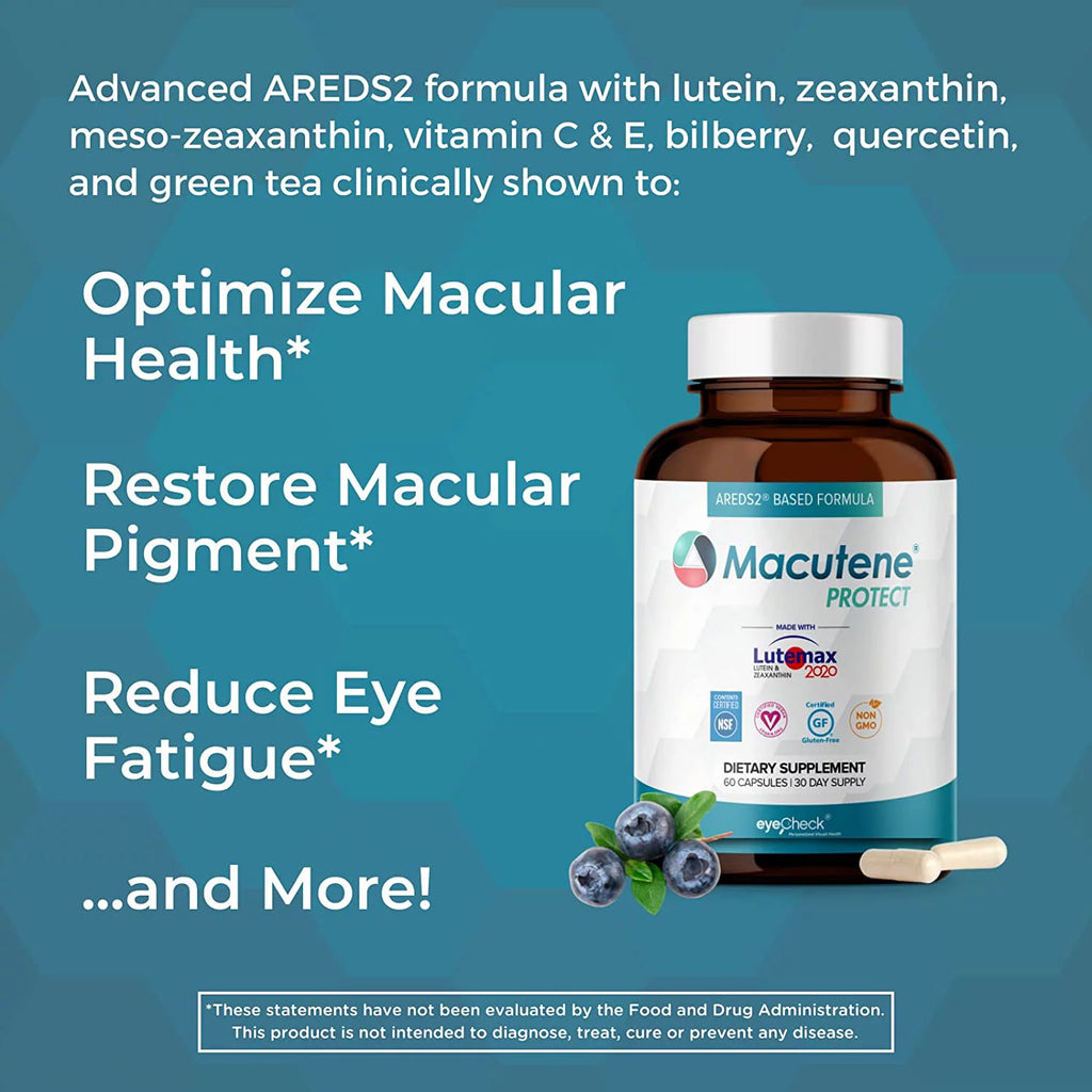 Eyecheck Macutene Macular Support Supplement with Lutein, 60 Capsules A39986