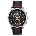 Bulova Men's Classic Sutton 6-Hand Chronograph Calendar Big Date Leather Strap Quartz Watch, Domed Mineral Crystal, 44mm