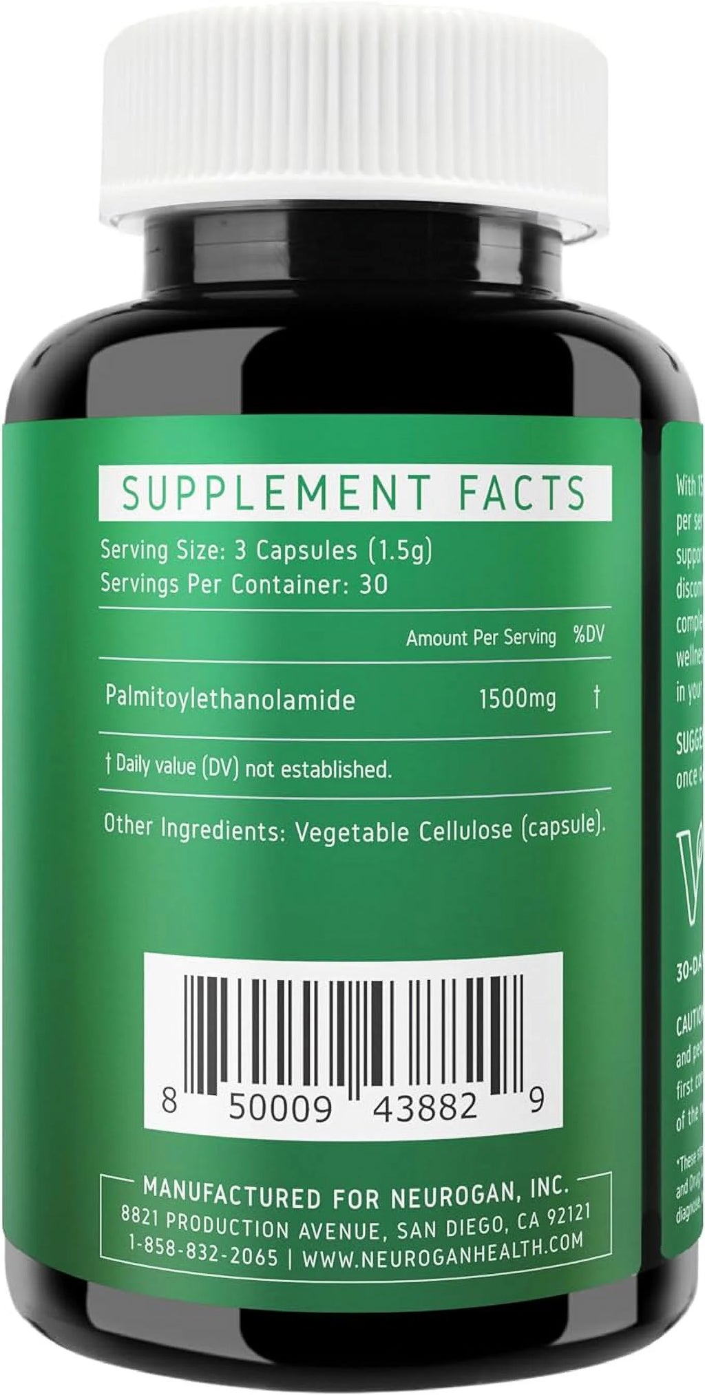 Ultra Micronized Palmitoylethanolamide (PEA) Supplement - 1500mg, 90 Capsules T384