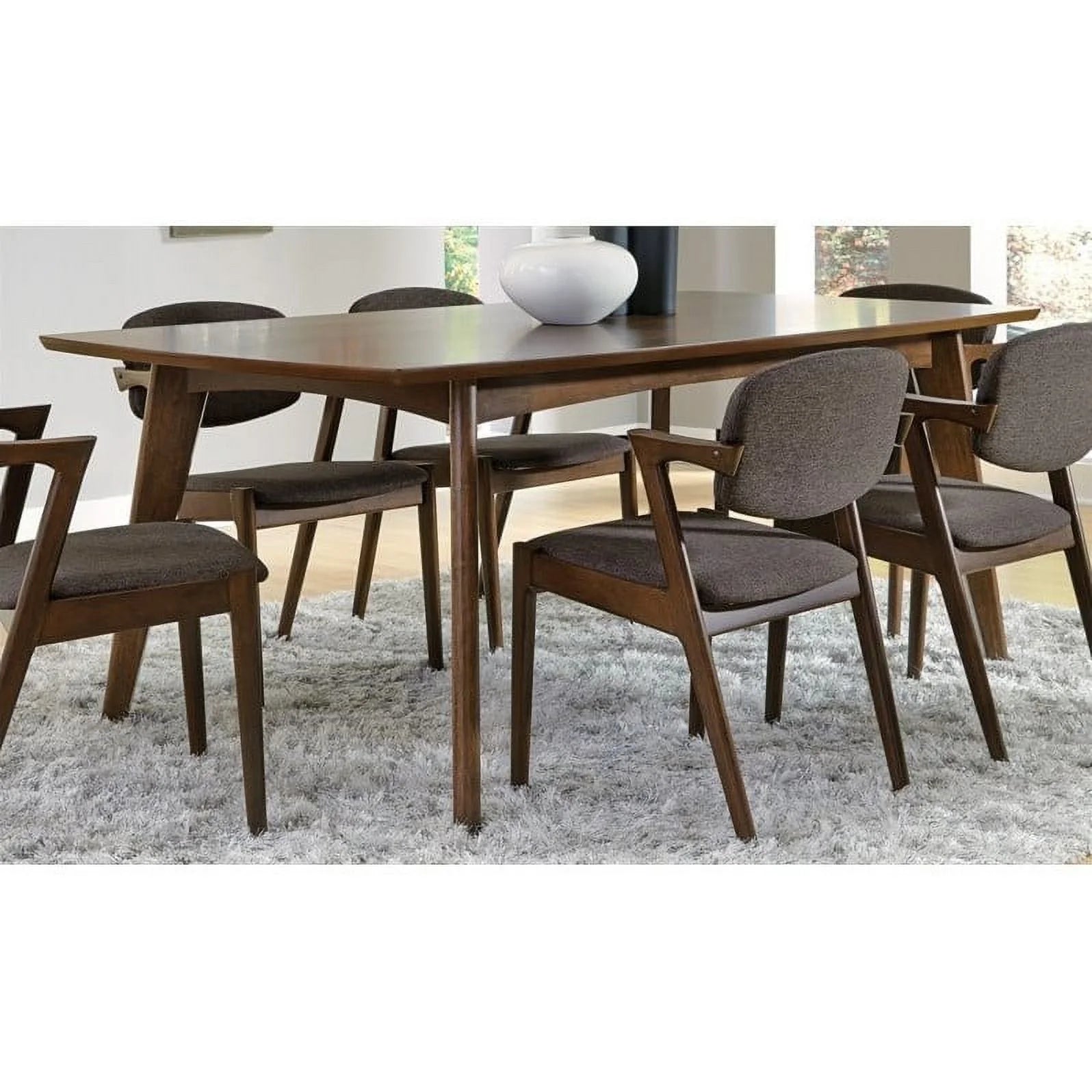 Mid Century Modern 5-Piece Dining Table Set with 4 Chairs, Dark Walnut L86113
