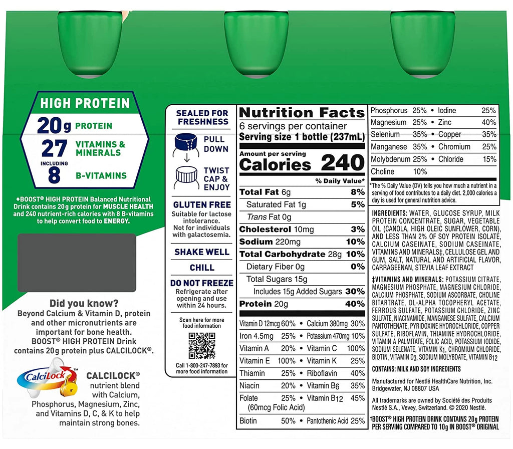 BOOST HIGH PROTEIN Creamy Strawberry 6 ct. - 8 fl. oz. Bottles (Pack of 3) Y70203