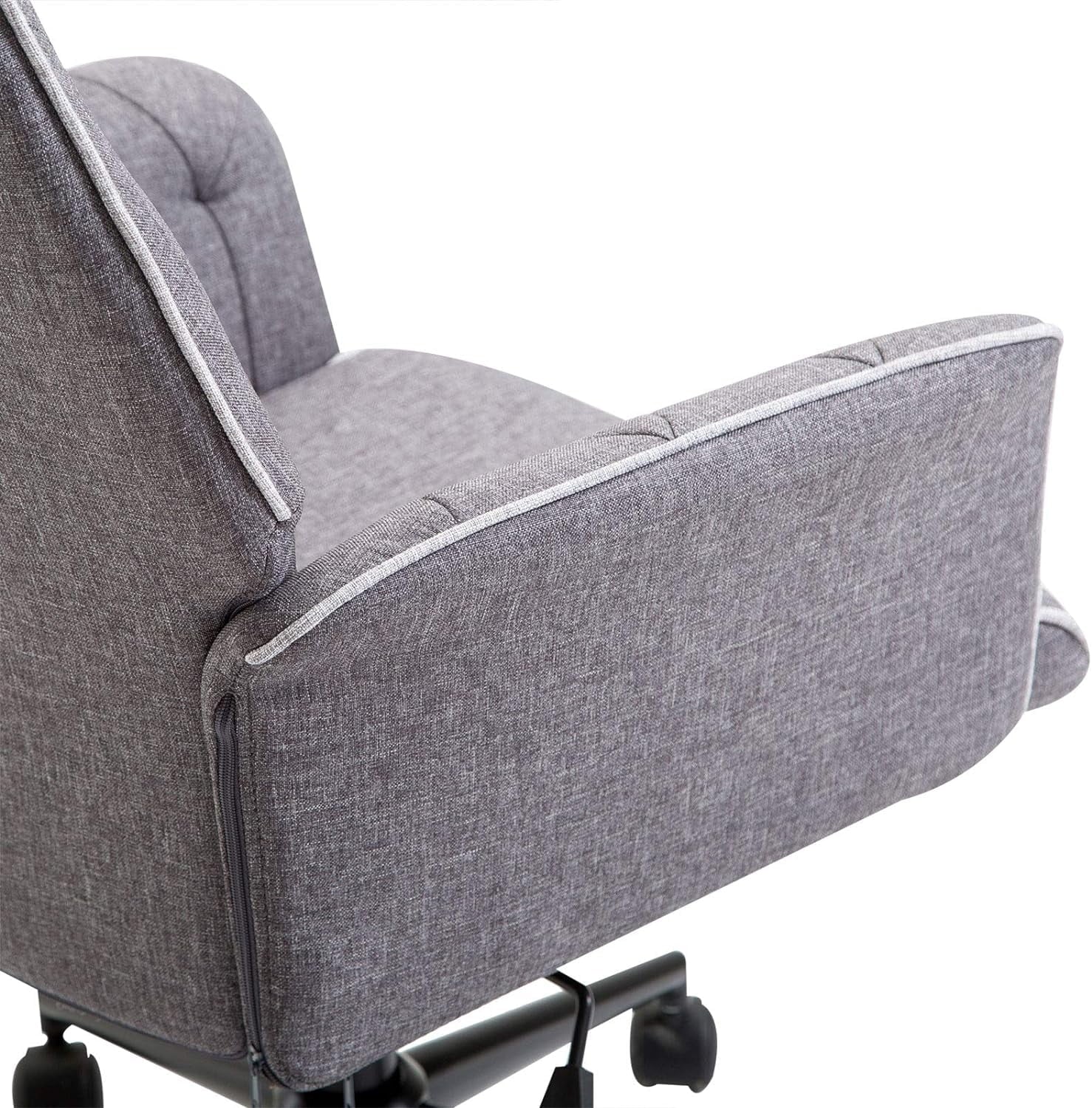 Vinsetto Linen Home Office Chair, Tufted Height Adjustable, Dark Gray L200