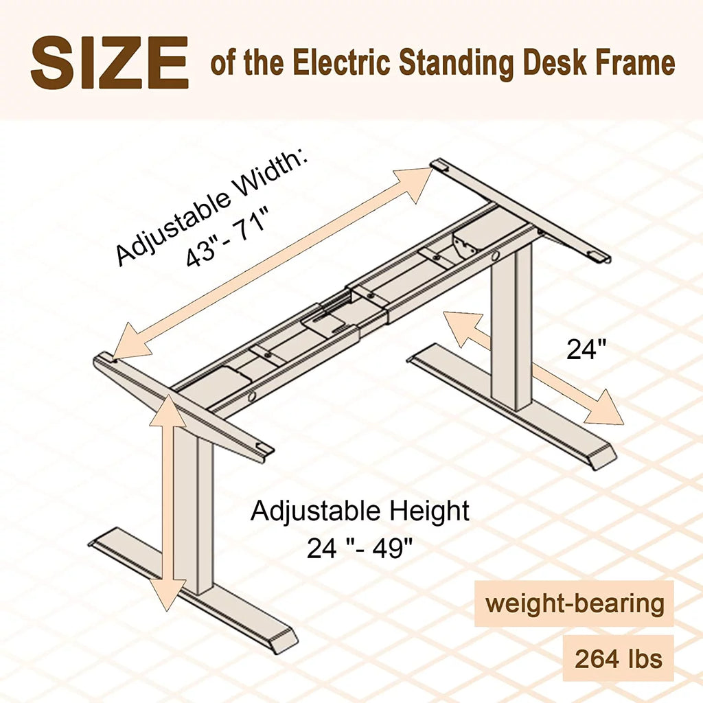 Electric Standing Desk Frame Dual Motor Height Adjustable Black S126903