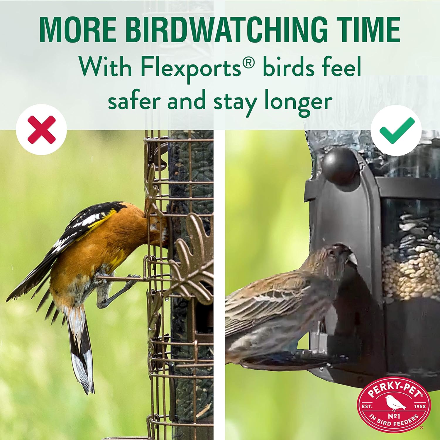 Perky-Pet 333-1SR Squirrel-Be-Gone Max Large Wild Bird Feeder with Flexports, Weight-Activated Perches J5114