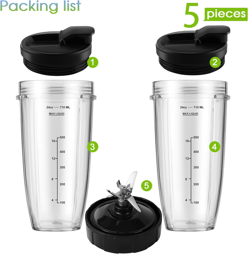 Ninja 24oz Blender Cups with To-Go Lids and Extractor Blade S647