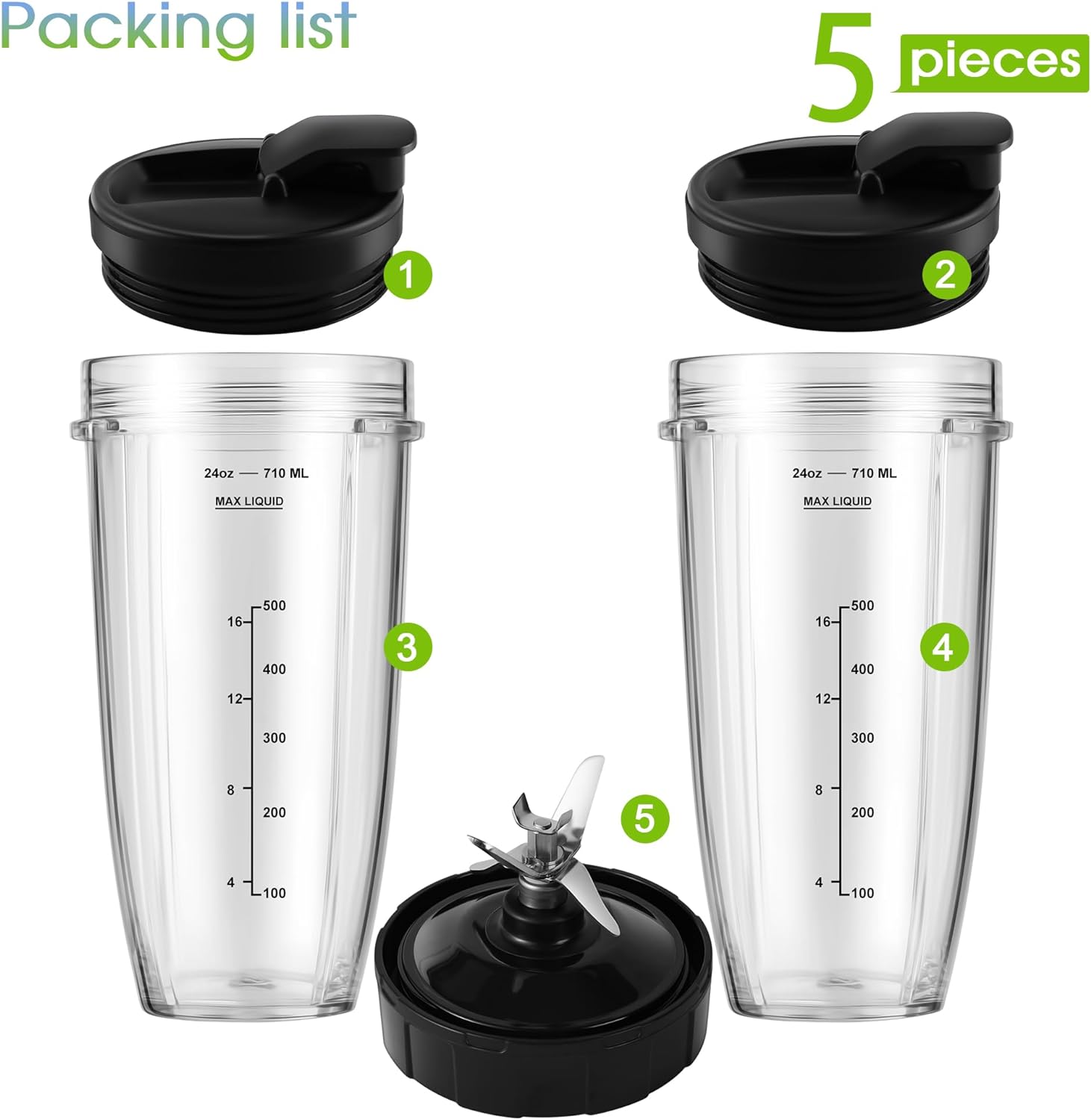 Ninja 24oz Blender Cups with To-Go Lids and Extractor Blade S647