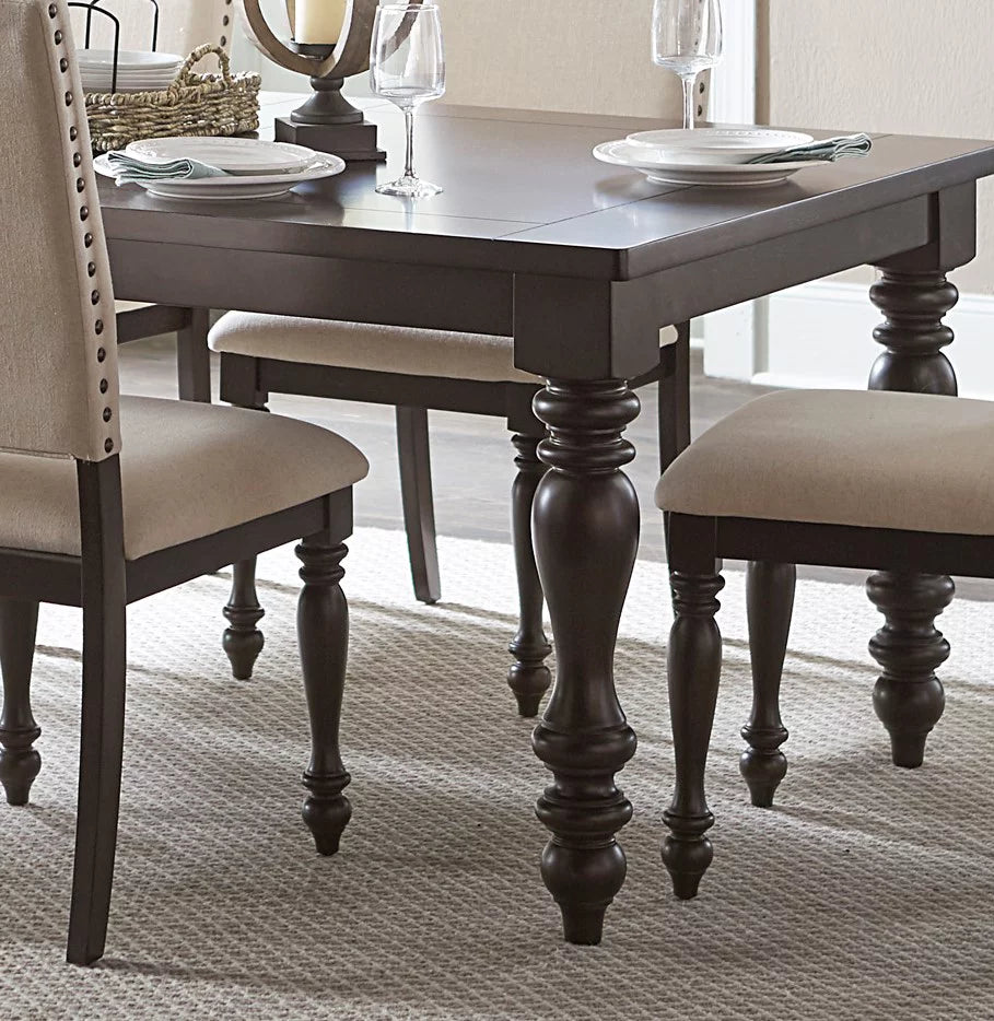 Grayish Brown Finish Birch Veneer Dining Table with Draw Leaf L393