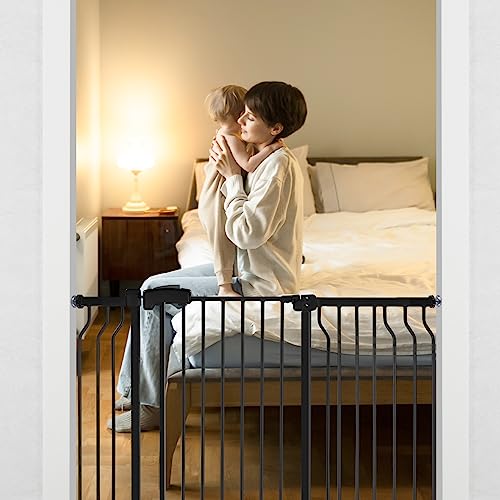 37.4" Extra Tall Baby Gate for Stairs Doorways with Door, Black B615346
